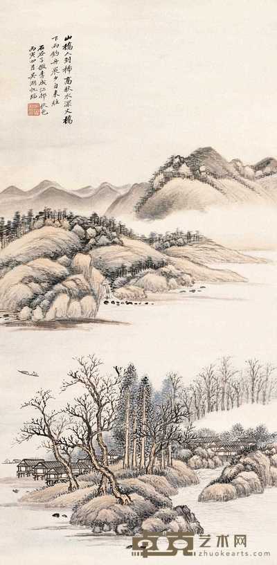吴湖帆 江村秋色 立轴 72×35cm